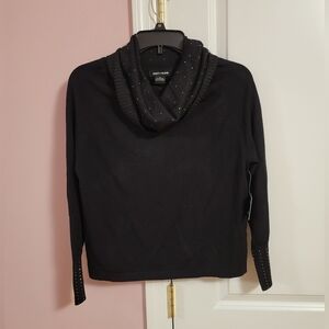 NWT Select + Trend Womens Black Cowl Neck Sweater with Stud Details - PS- Chic